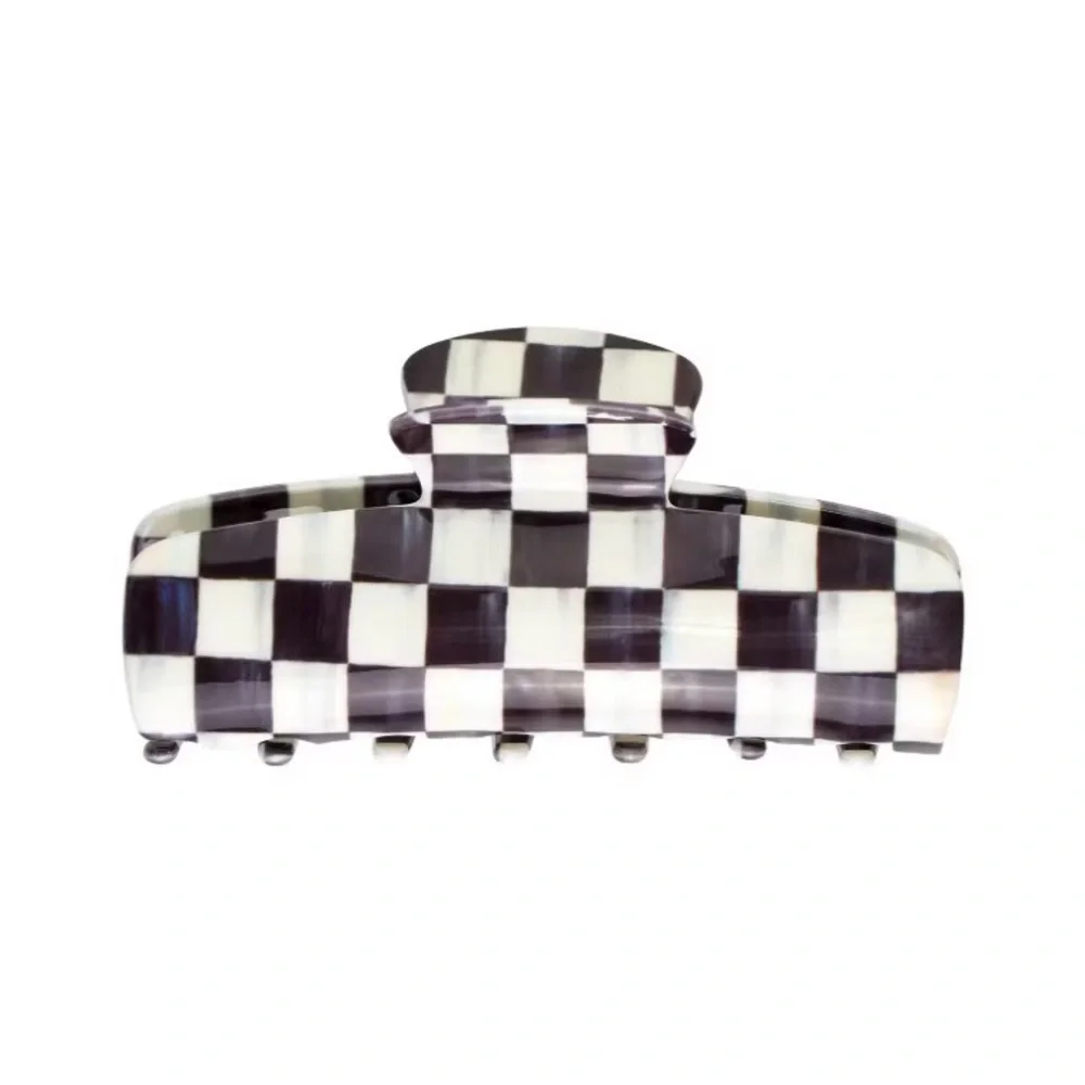 MacKenzie-Childs Black and White Checkered Hair Clip - Picture 2 of 3